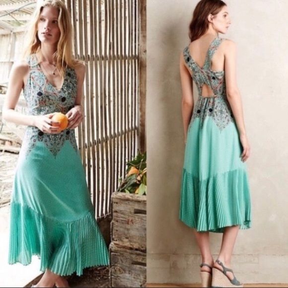 Maeve Dresses & Skirts - Anthropologie/Maeve Midi Dress, Turquoise Paisley